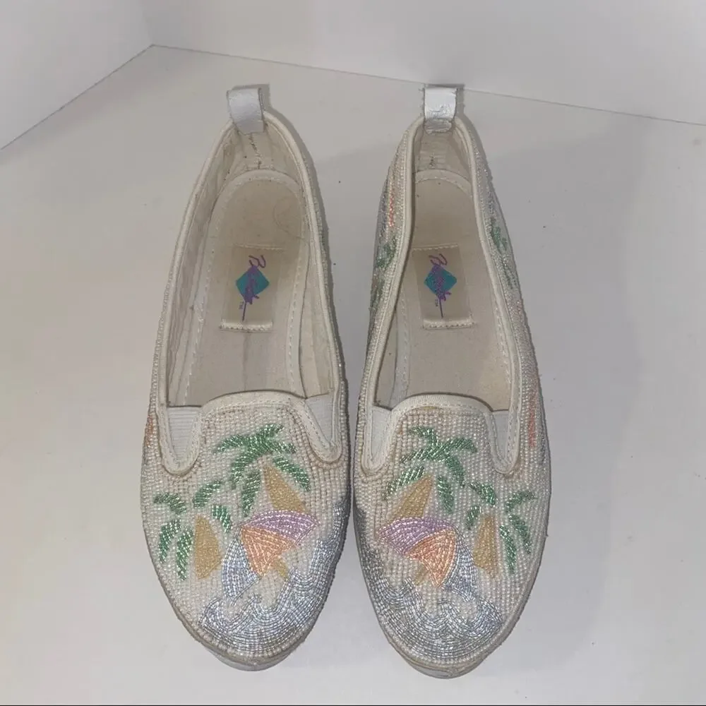 🦬VNTG BEADZ palm tree Espadrilles Sz 7 1/2